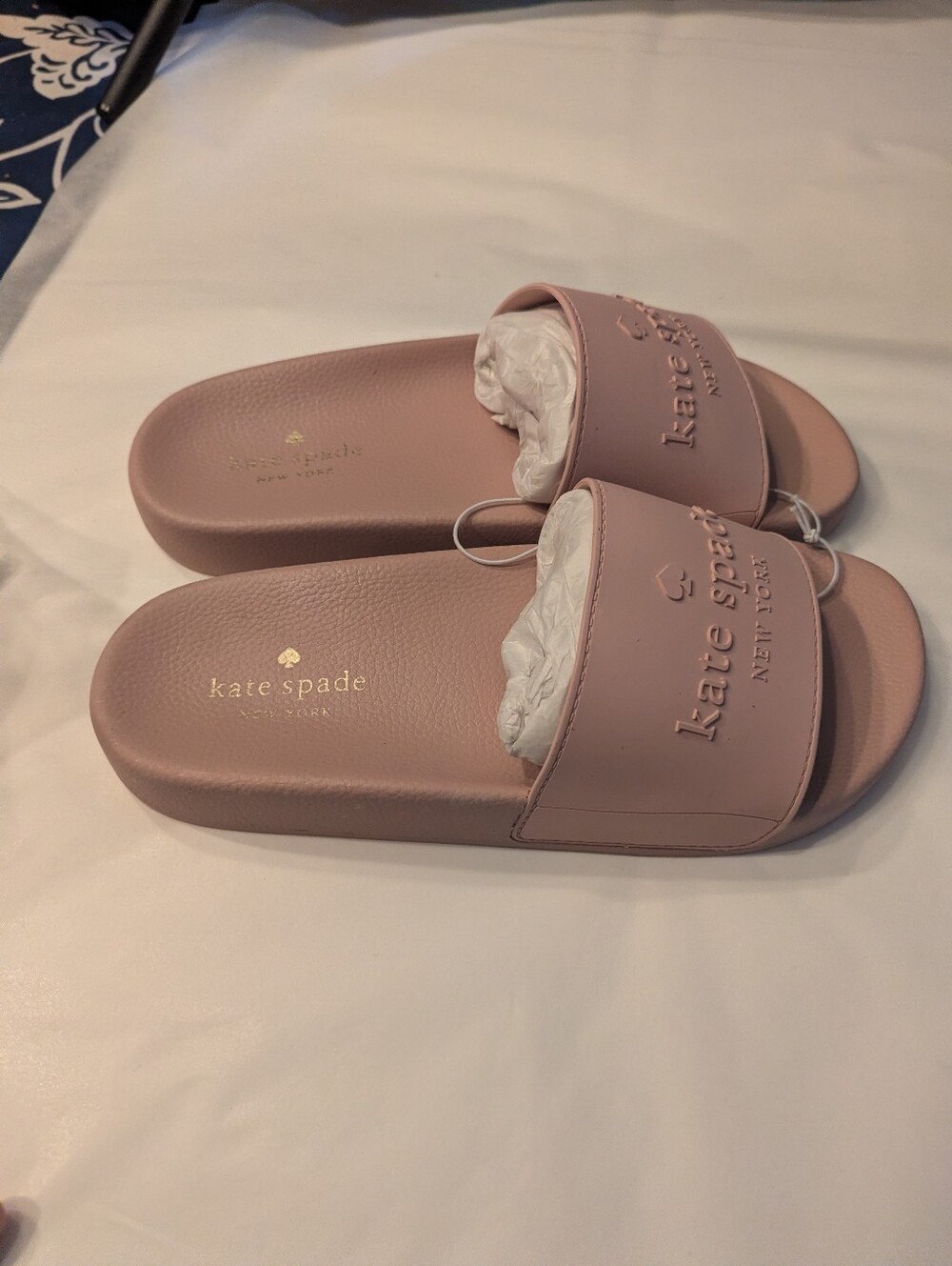 Kate Spade Rosy Dawn Pink Sunny Logo Slide Sandals Size 8 New - Picture 3 of 11